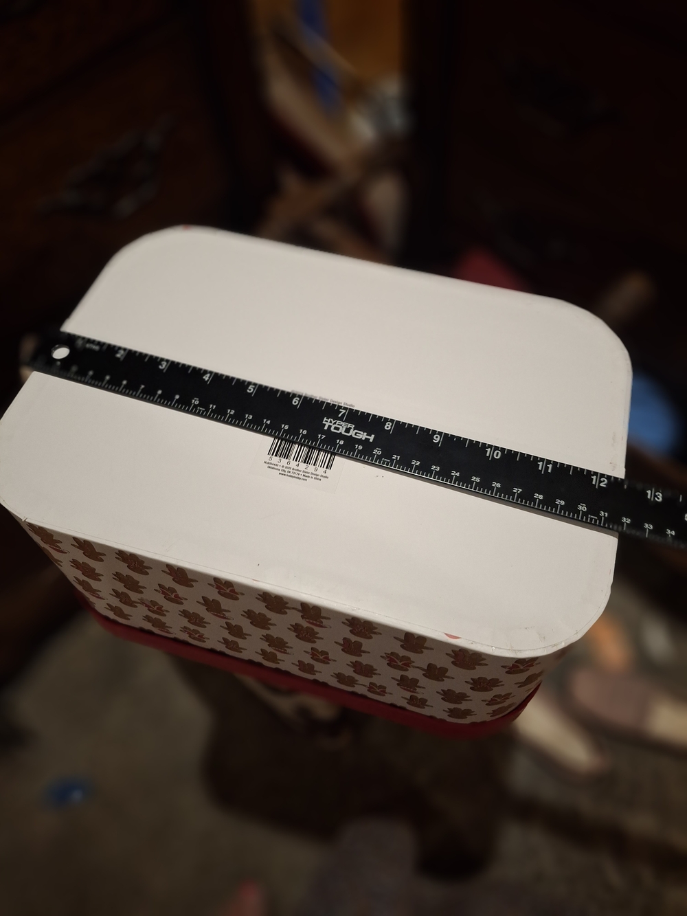 Gingerbread Pattern Holiday Box - Red Trim - Picture 5 of 10